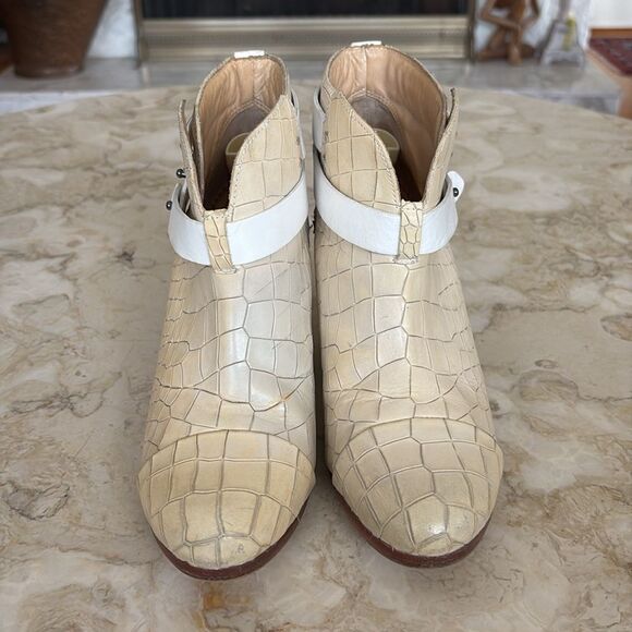 Rag & Bone Harlow Croc Embossed Leather Wrap Block Heel Ankle Boots - Picture 4 of 12